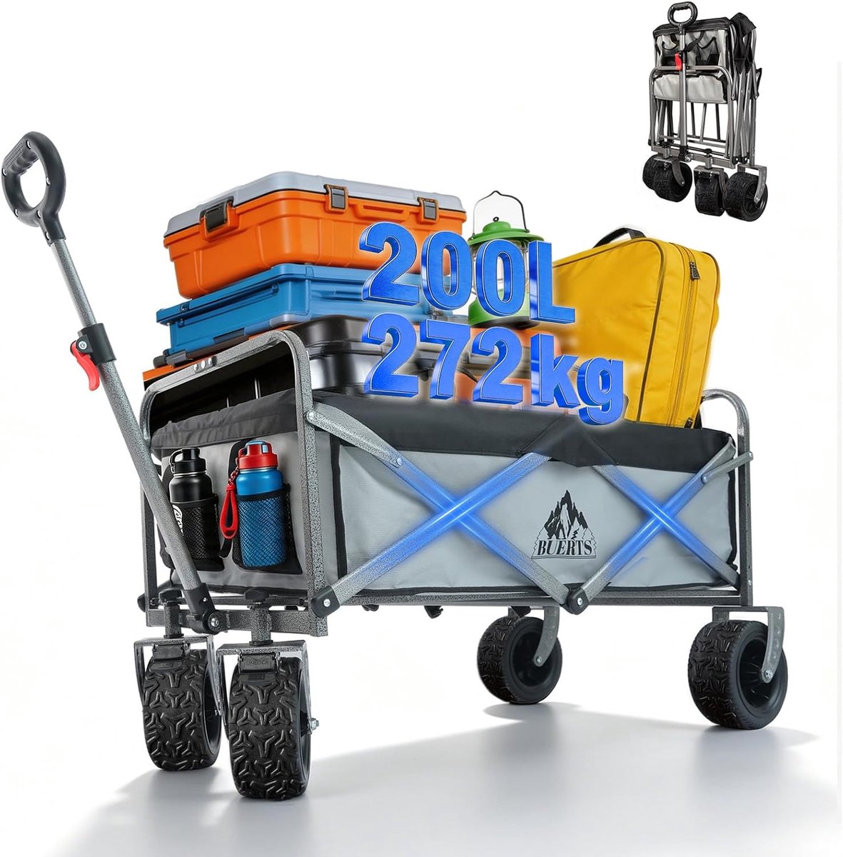 Premium Camping Trolley with Brakes and Removable Wheels, Large Transport Trolley with 600D Oxford Fabric, Magnetic - ShopVlot
