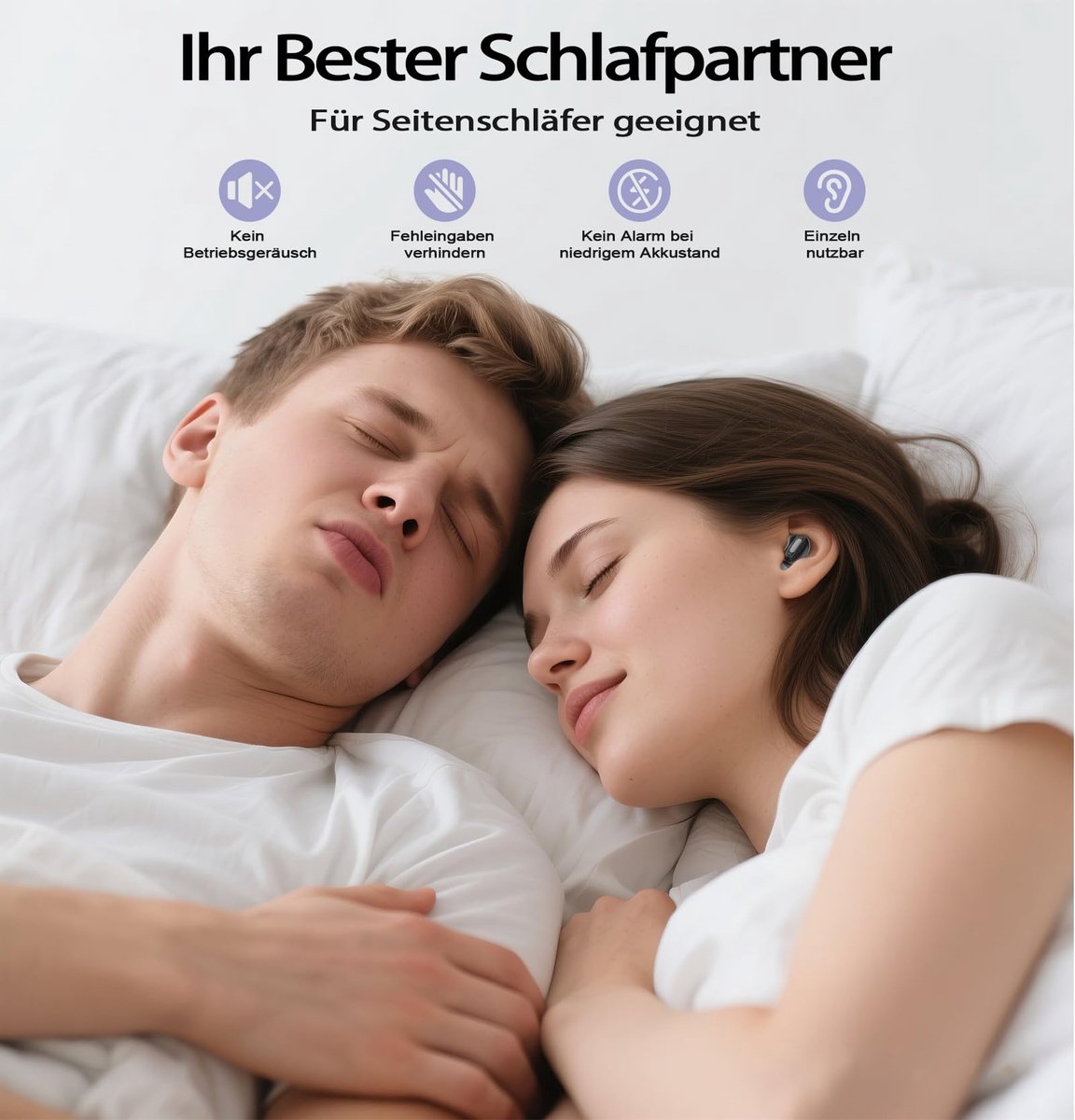 SnelShoppen - Bluetooth Hoofdtelefoon Slaaphoofdtelefoon Draadloos Bluetooth 5.4 met 4 Microfoons ANC + ENC 48H Écouteur Hifi-Geluid Touch-Control IPX