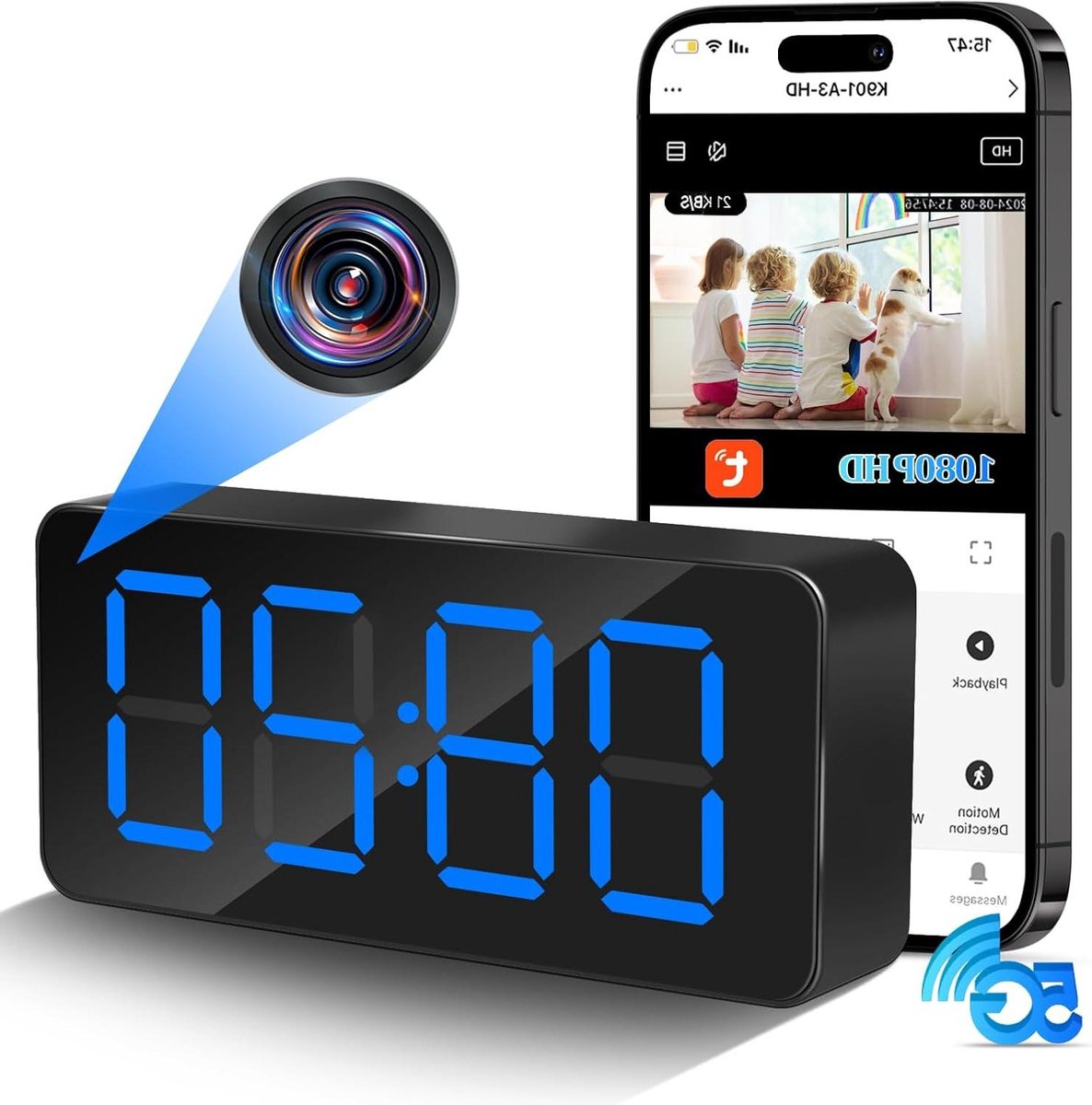 Verborgen Camera - Mini Camera Klok - Huis Beveiligen - 5G 2.4GHz Dual Band