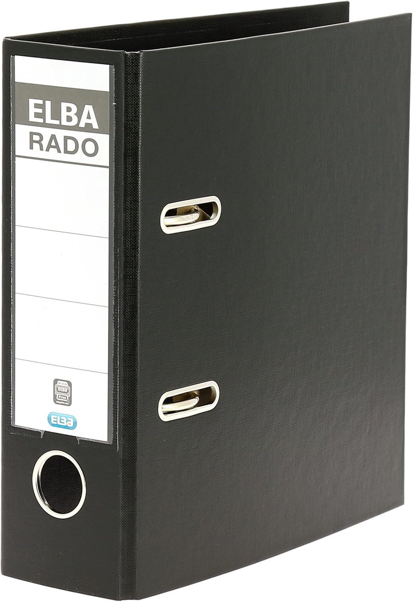 SnelShoppen - Elba Ordner A5 kunststof zwart 7,5 cm hoog 22 cm breed voor documenten, archiveren, kantoor, school, thuisgebruik