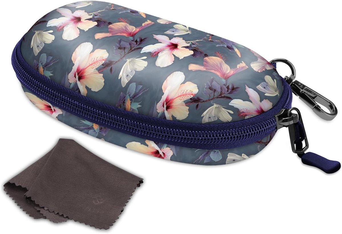 SnelShoppen - Groot Hardcase Brillenetui voor Dames en Heren | Lichtgewicht EVA Etui met Karabiner & Reißverschluss, Ideaal voor Sportbrillen en Zwemb