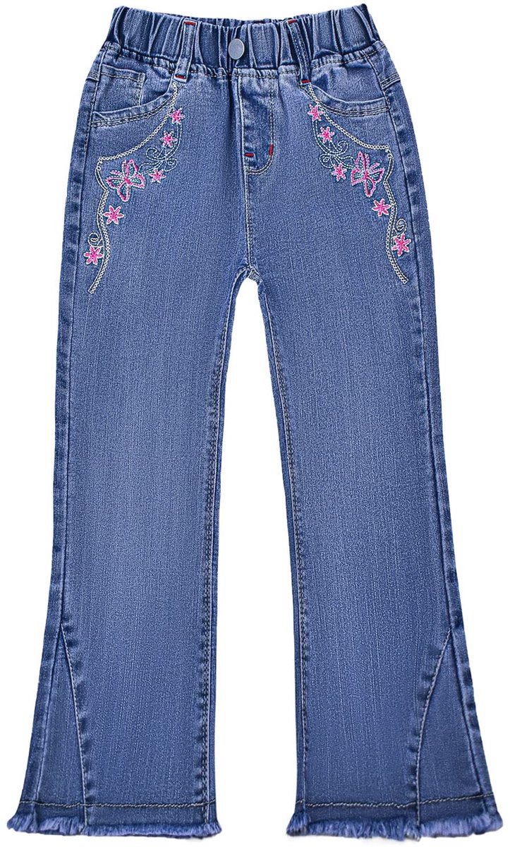 SnelShoppen - Peuter Kleding Set voor Meisjes 2-11 Jaar - 2 Stuks - Katoenen Top en Jeans - Roze - Perfect voor Feestjes en Dagelijks Gebruik