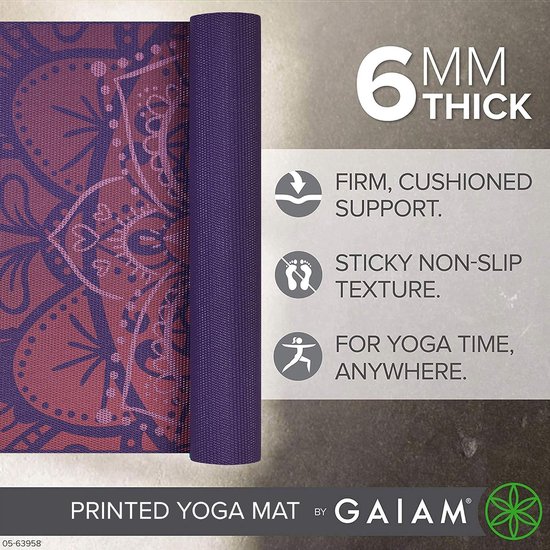 Yogamat - Fitnessmat Trainingsmat - Vloertraining - Extra Dikke Demping - 173 x 61 cm - Atheense Roos van Yogamat — afbeelding 5