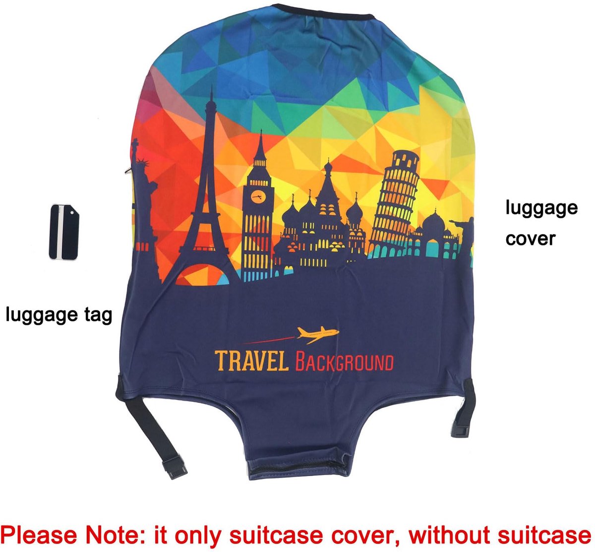 SnelShoppen - Dikker Koffer Beschermhoes met Bagagelabel - Elastische Kofferdeksel voor 18''-32'' Koffer - Beschermende Suitcase Luggage Cover - Bouws
