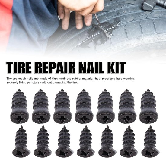 Bandenreparatieset - Bandenpluggen Kit - Lekkende Banden Repareren - Duurzaam Rubber Materiaal - 120 Stuks - Zwart — afbeelding 5