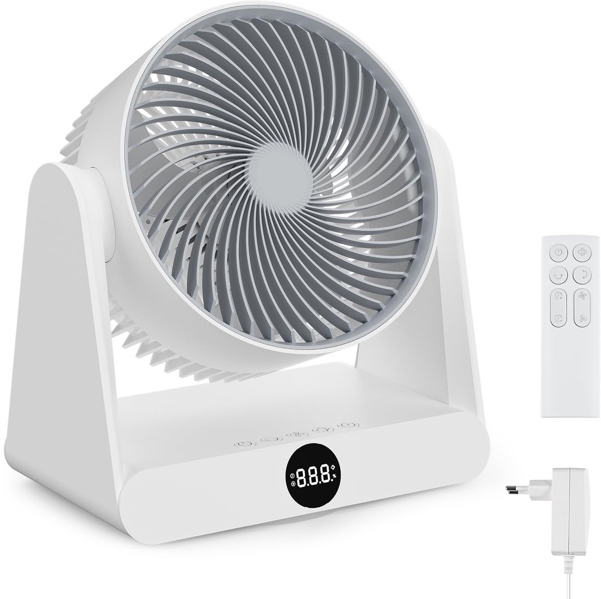 SnelShoppen - Stille tafelventilator met 12 snelheden, afstandsbediening, 90° oscillatie, timer 12 uur, draagbare ventilator voor kantoor en slaapkame