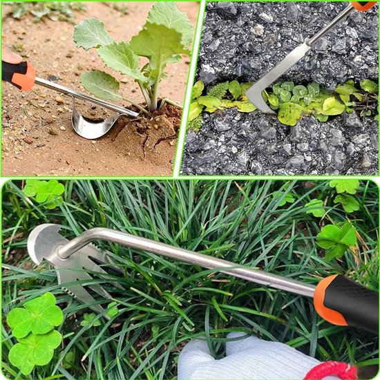 3 Stuks Voegkrabber en Onkruidsteker van Roestvrij Staal voor Tuinwerk, Handonkruidsteker en Tuingereedschap voor Effectieve Onkruidverwijdering — afbeelding 5