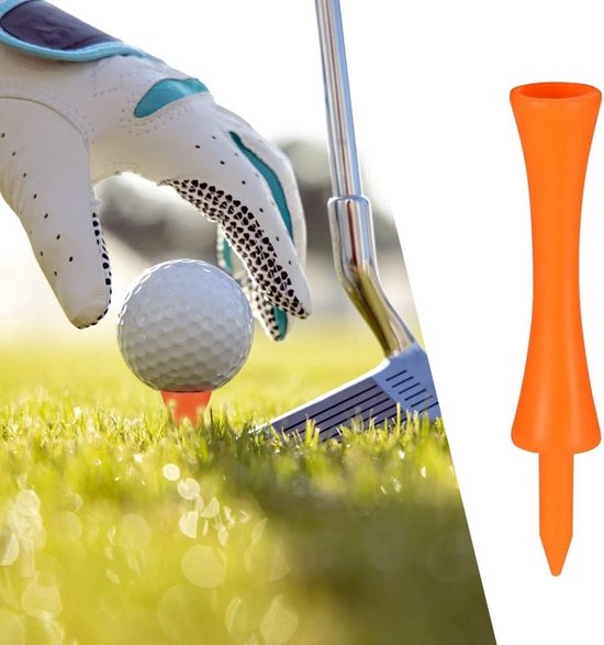 70 Stuks 70mm Oranje Plastic Golf Tees, Herbruikbare Golf Tee voor Training en Wedstrijden, Lange en Korte Golf Tees voor Golfer Accessoires — afbeelding 3