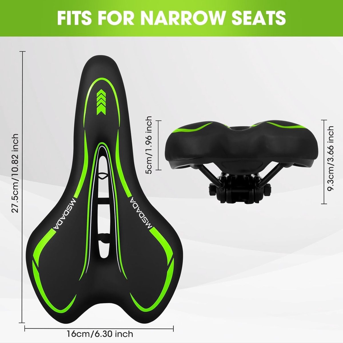 Comfortabel en ergonomisch gel fietszadel voor heren en dames, waterdicht MTB-zadel voor racefiets, mountainbike en BMX, ideaal voor lange ritten