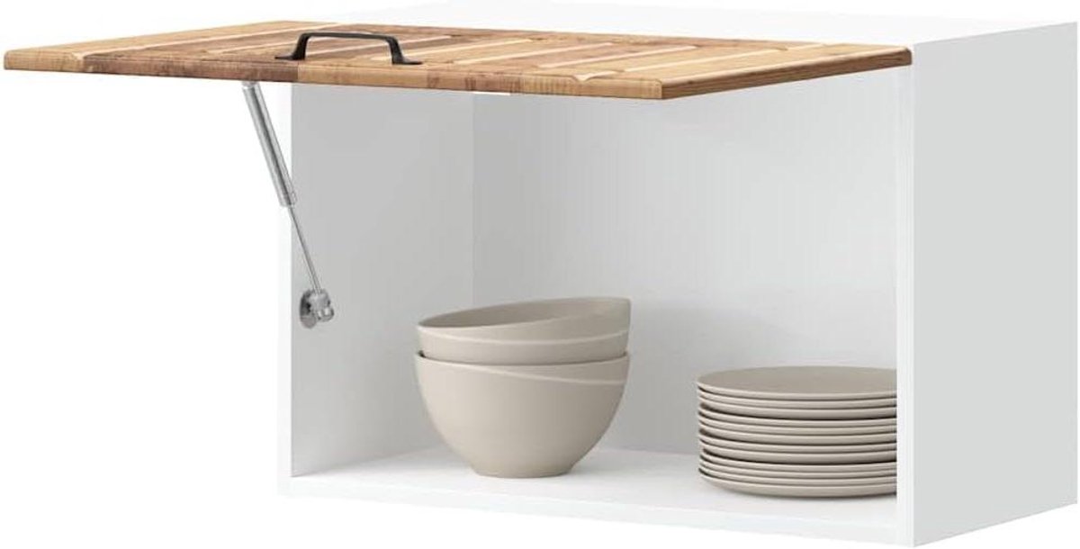 Hangkast met vak - Zwevende kast - Keuken opbergen - Stabiel bewerkt hout - 60 x 31 x 40 cm