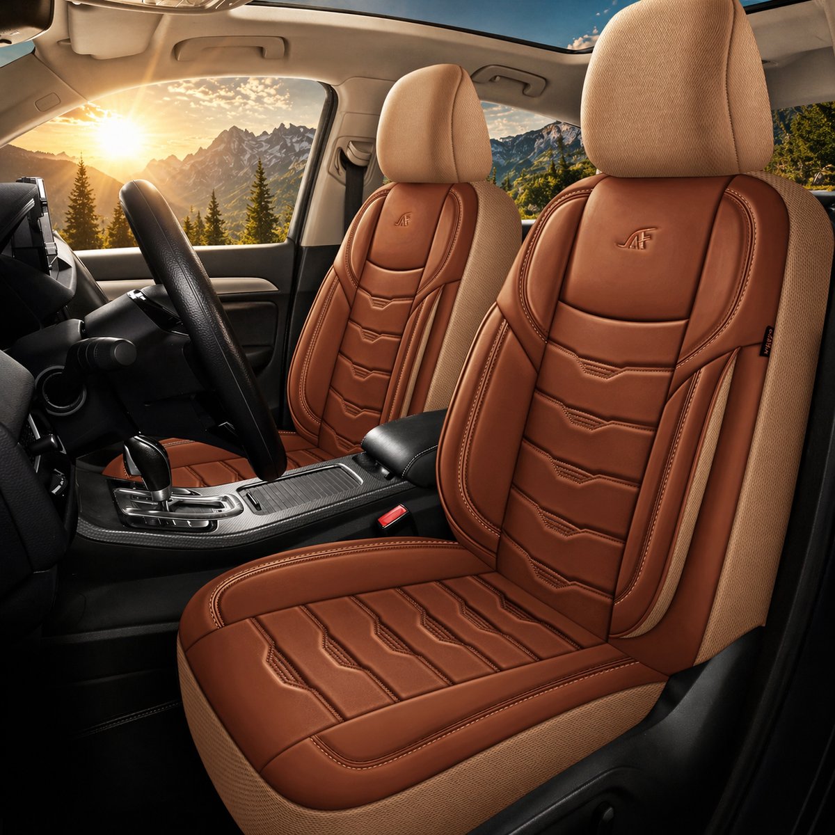 Stoelhoezen Mazda CX-7 - Set van 2 - Bruin kunstleer - AIM