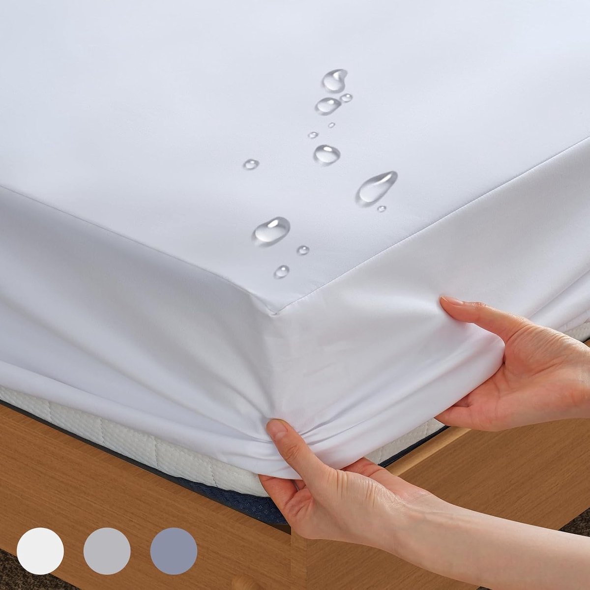 DXHome Hoeslaken, waterdicht, microvezel, waterdichte kunststoflaag, matrashoogte tot 30 cm, Oeko-Tex gecertificeerd, wit, 140 x 200 x 30 cm