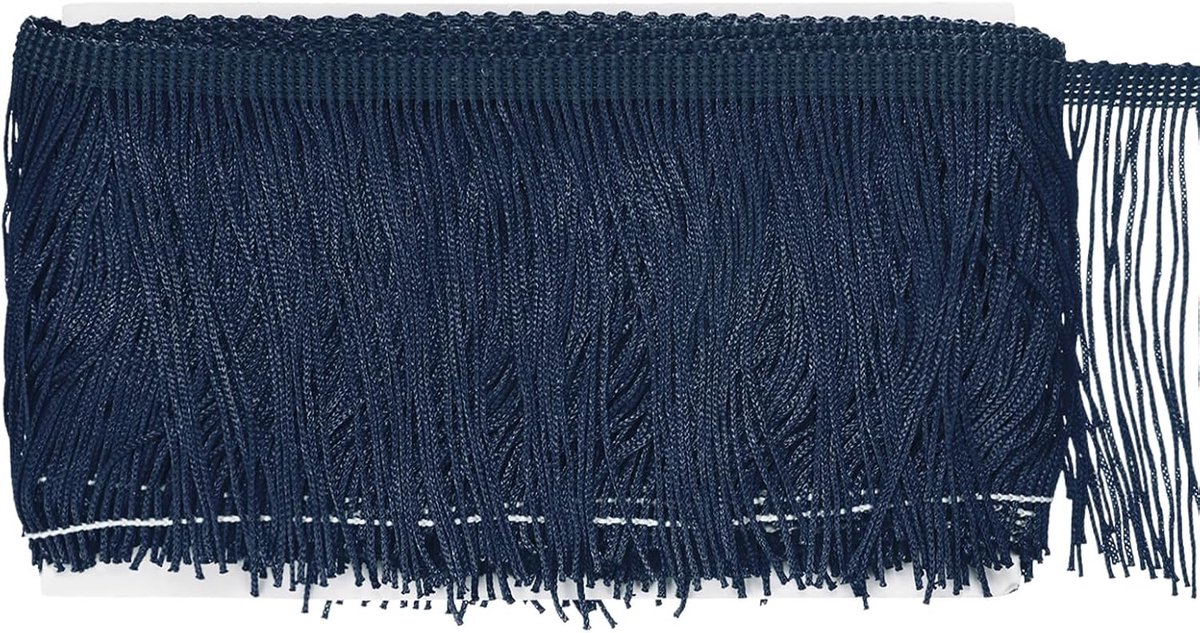METERXITY Chainette franjes, 10 m polyester vlecht kwastjes trim voor doe-het-zelf ambachten/Latijnse jurk/lampenkap decoratie/trouwjurk/naaien/kleding franje garen [marineblauw]