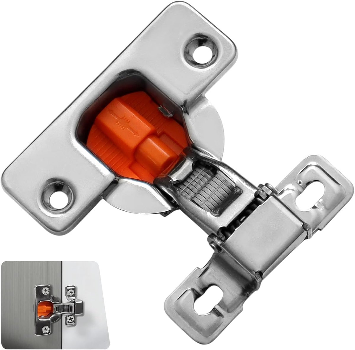 Scharnieren met softclose-demping, roestvrijstalen hydraulische meubelscharnieren voor kastdeuren, stil sluitend, roestvrij (korte arm)