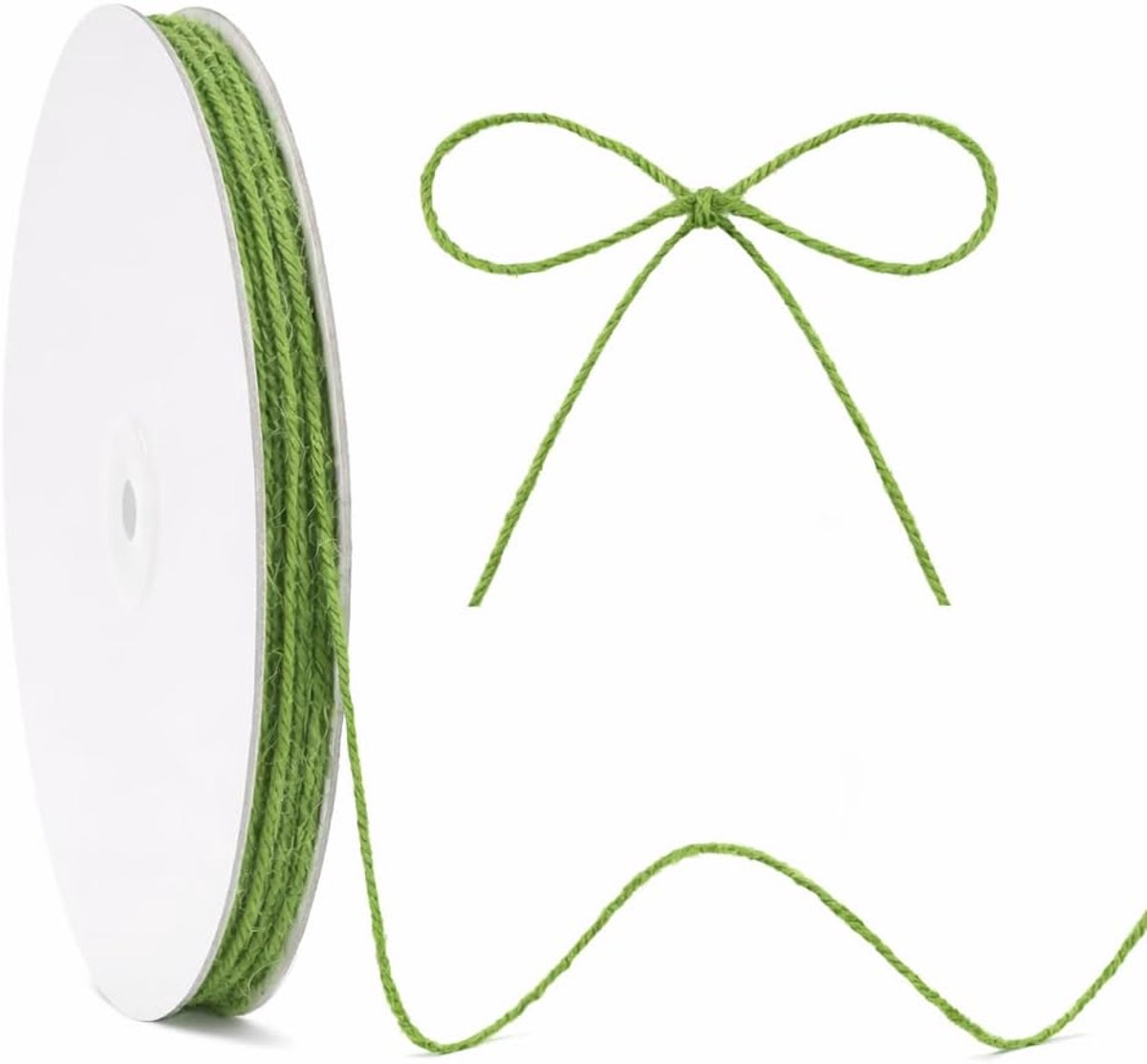 2 mm jute koord, 100 m, saliegroen