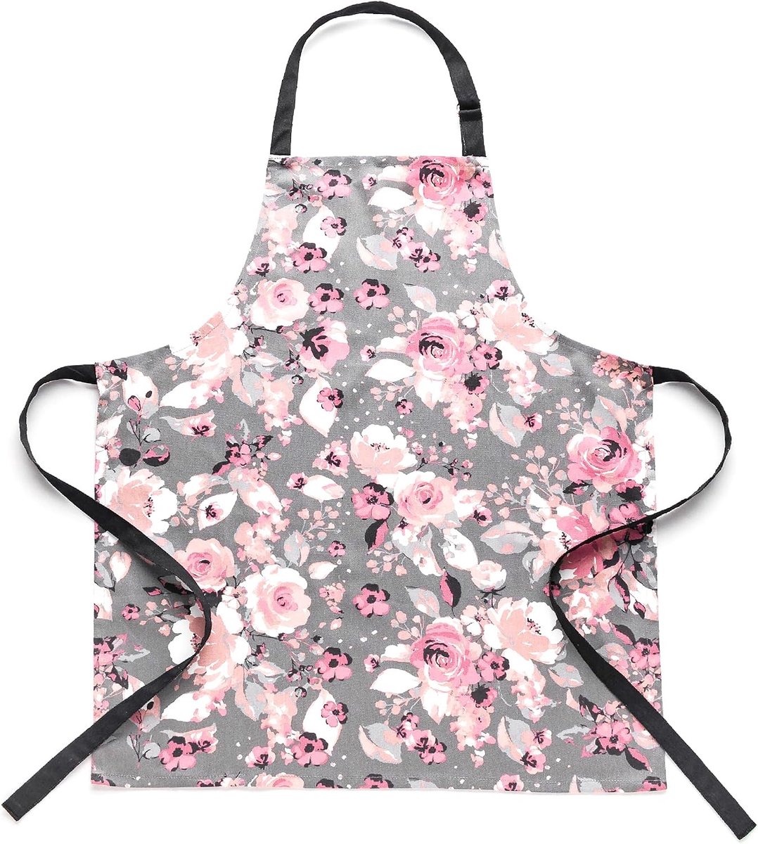 - Kookschort Patels, 60 x 75 cm, schort, 100% katoen, keukenschort, bloemen - grijs