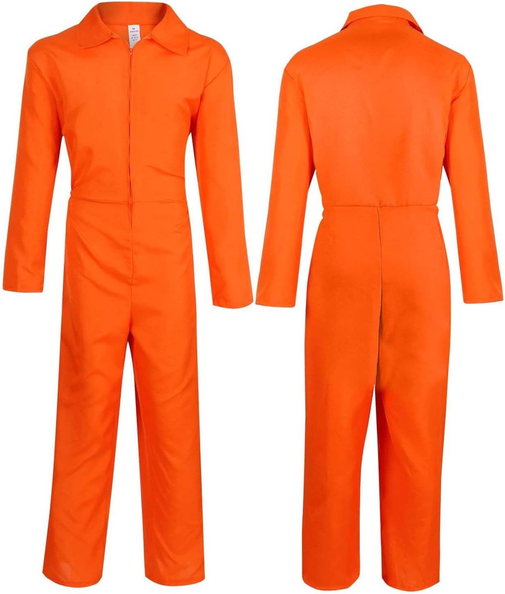 gevangenenenkostuum voor heren, oranje gevangenis-jumpsuit, verkleedkostuum, veroordeelde ketelpak, gevangenenenkleding, gevangenenenkostuum, oranje gevangenenenuniform voor dames voor