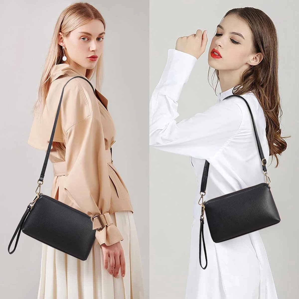 Crossbody Tassen voor Vrouwen RFID Blokkeren Lederen Cross Body Tas Portemonnees Dames Crossbody Handtassen met Polsband
