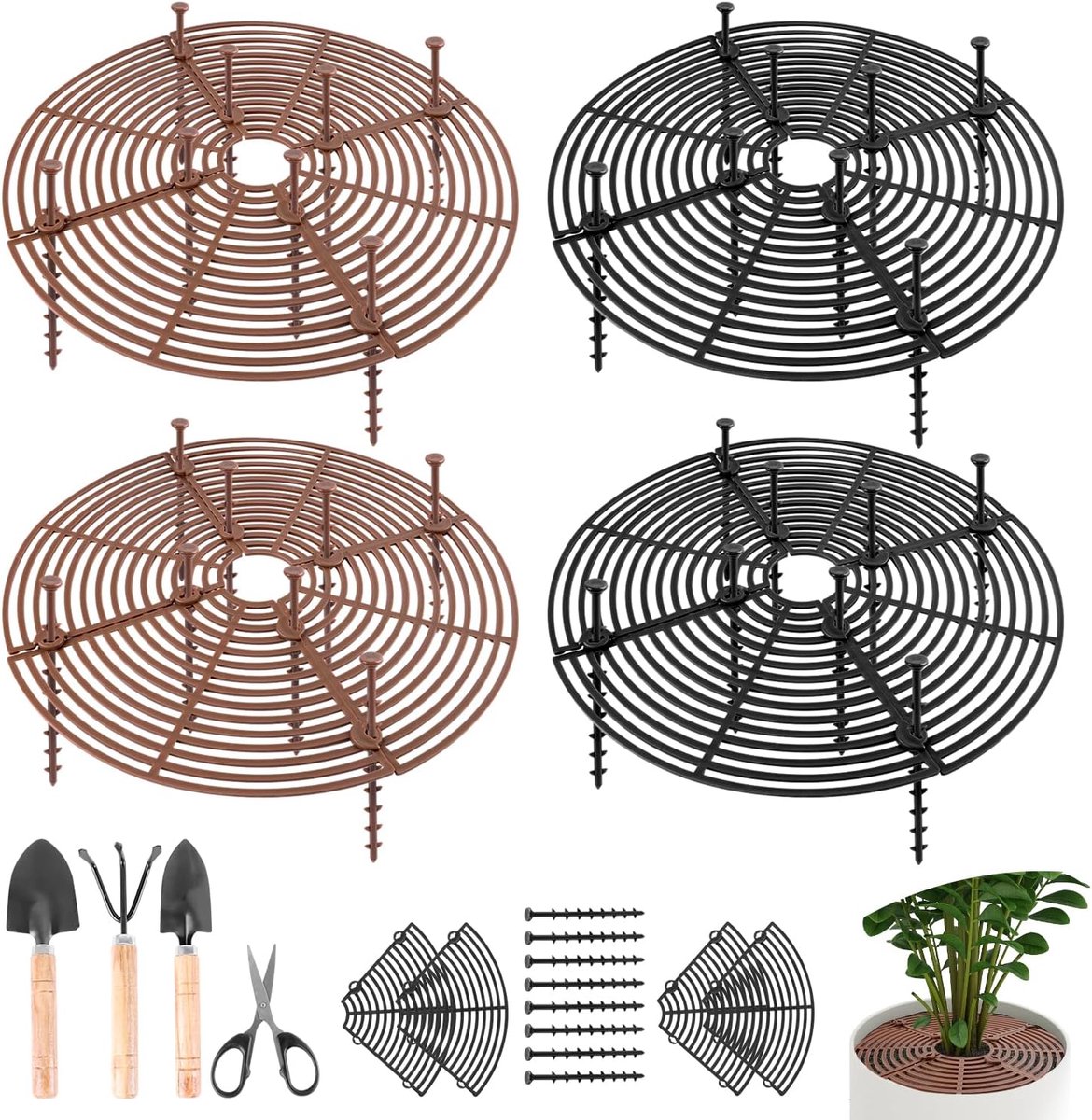 4 stuks rooster voor bloempotten en planten, 30 cm, beschermend voor katten, milieuvriendelijk, kind veilig, herbruikbaar