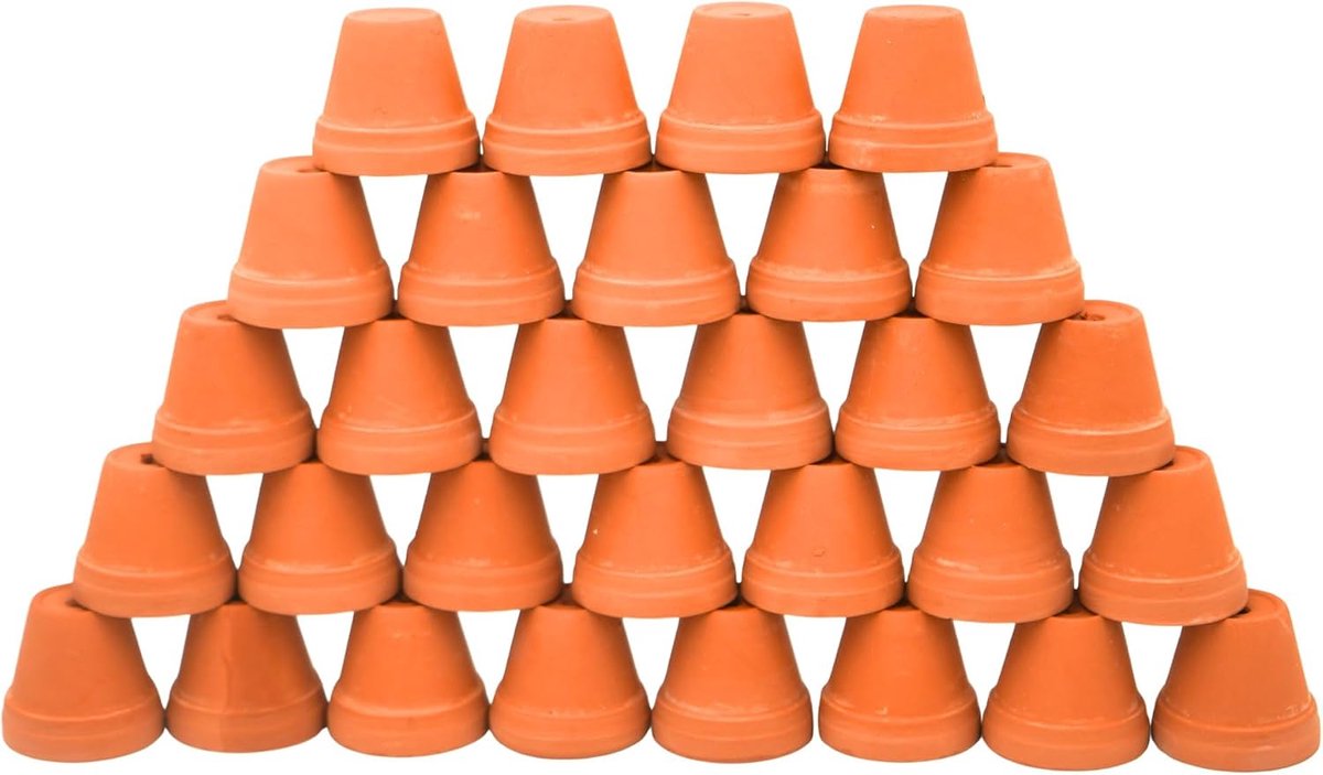 terracotta potten - kleine kleibloempotten voor vetplanten, cactus, doe-het-zelf ambachten, sprookjestuin, poppenhuis, schoolprojecten, mini-plantenbakken, set van 30 (klassieke cilinder