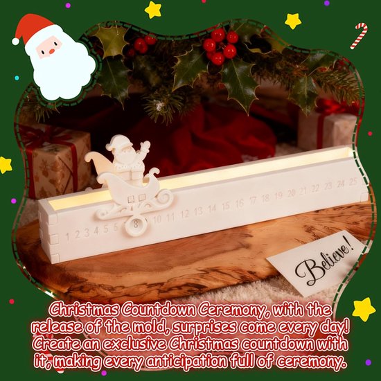Siliconenvorm voor Adventskalender Kerstmis, siliconenvorm voor Adventskrans 1-25, siliconen gietvormen voor Adventskrans, gietvormen voor Adventskalender, gips voor gieten Advent gipsvormen tellen af — afbeelding 3