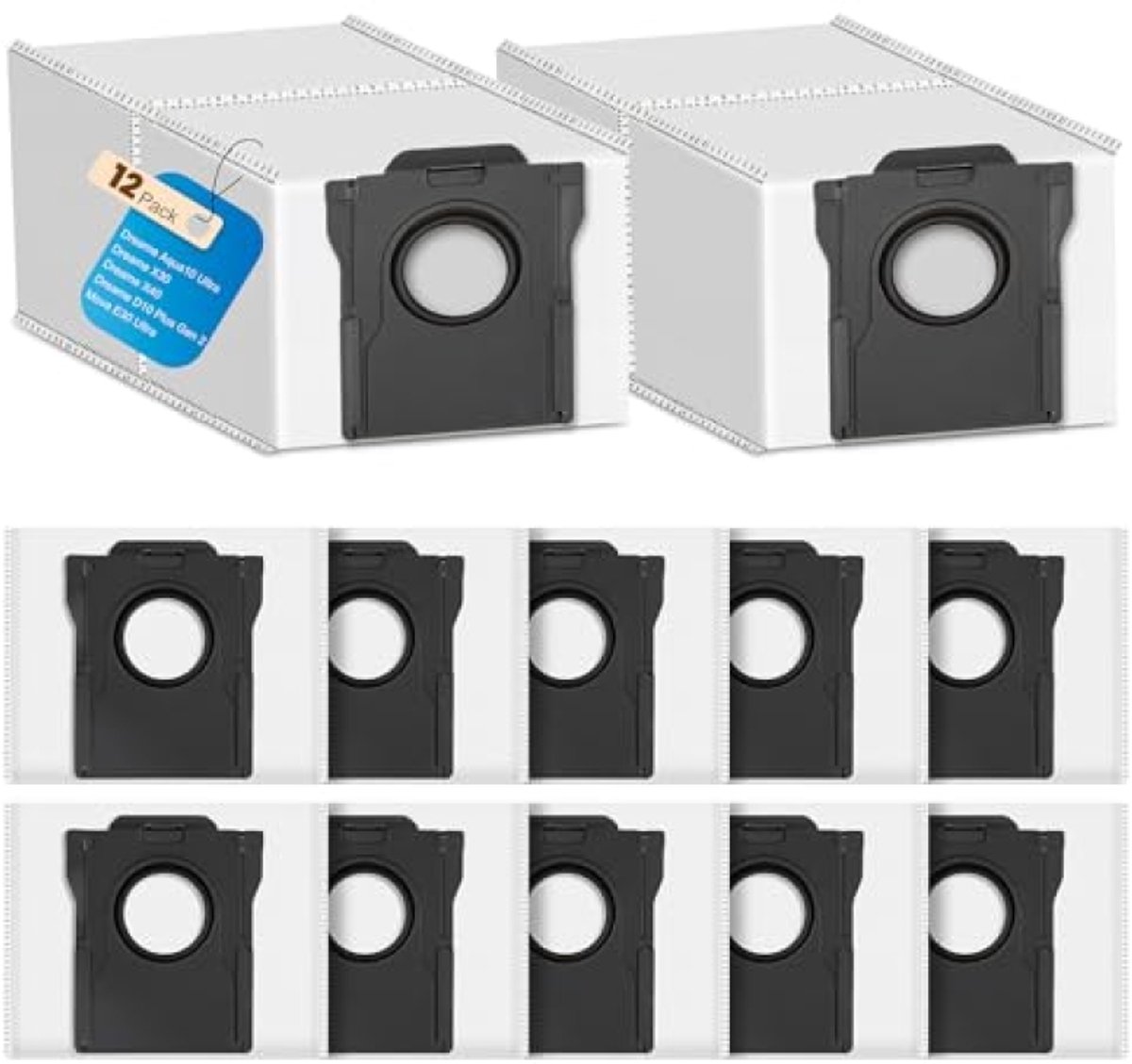 12 stofzakken 3,2L voor Dreame L10s Ultra Gen 2/Gen 3/X30/X40/X50 Ultra/L10s Pro/L40/L50/Aqua10/Matrix 10 Ultra/Mova E30 Ultra/P50/P10/E40 - PromoHome