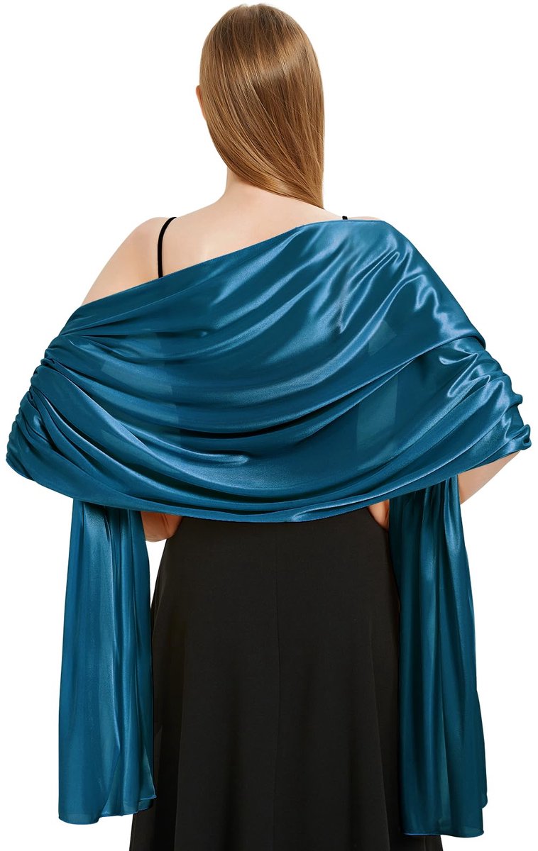 heekpek Sjaal voor dames, licht, zijdesatijn, elegante oversized stola, feestelijke omslagdoek voor dames, glitter, lange sjaal voor het hele jaar door