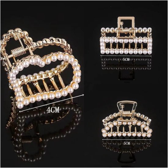 Haarclip, kleine parels, kristal, haarklemmen, goud, metaal, hartvorm, haarspelden voor dames, dunne haaraccessoires voor vrouwen en meisjes (3 stuks) — afbeelding 2