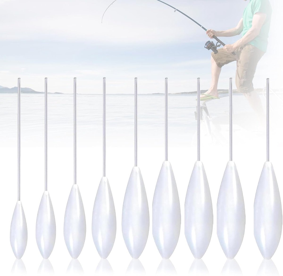 9-delige visbombardenset, visbommen, zwemmers, gewicht van 6 g, 8 g, 10 g, 12 g, 15 g, 20 g, 25 g, 30 g, 35 g, voor foreloppervlak, voor karpers, strand, kust