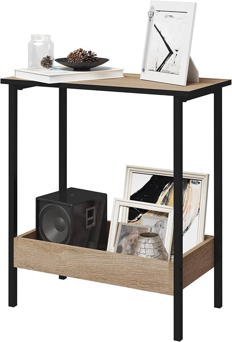 SureDeal® - Bijzettafel - Salontafel - Planken - Consoletafel - Opbergruimte - Gemaakt metaalhout - 50x55x25 cm