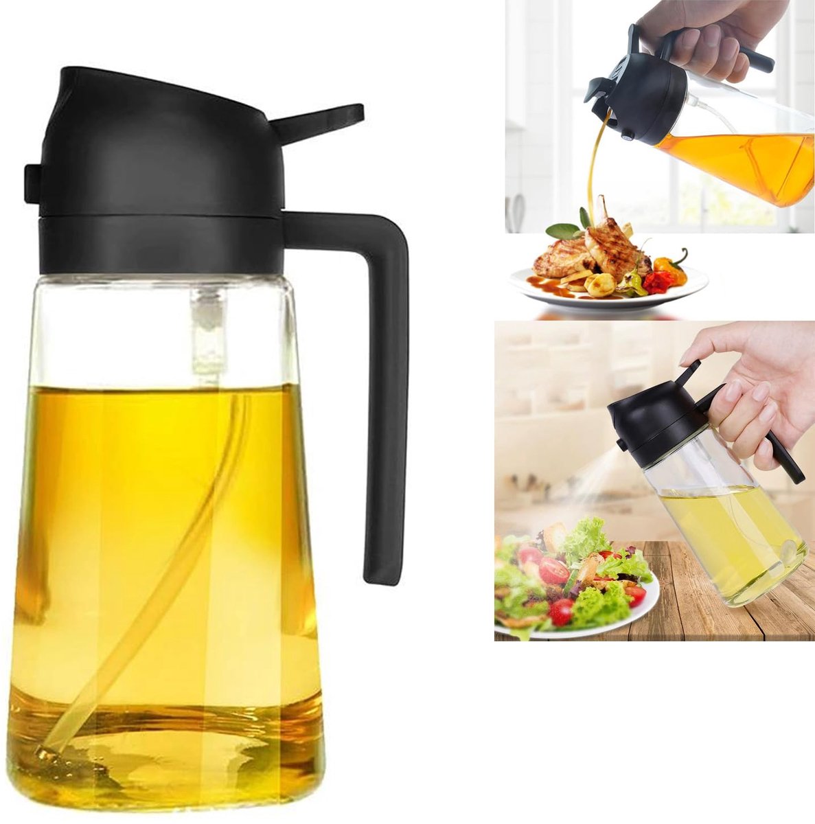 2-in-1, olijfolie, schenkdispenser voor keuken, airfryer, salade, barbecue