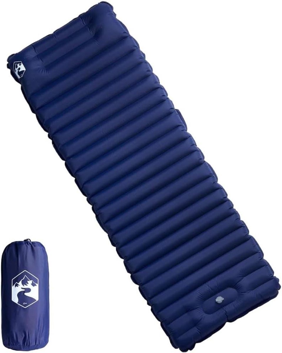 Kampeermatras Zelfopblazend - Slaapmat Campingbed - Buiten slapen - Geïntegreerd Kussen - 190 x 68 x 10 cm - Marineblauw