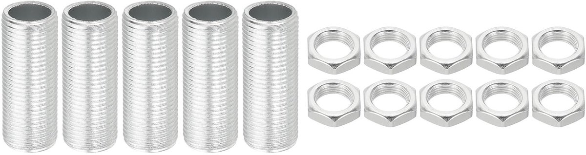Kit lampbuis M12 schroefdraad 30 mm met vergrendelingsmoeren, 5 sets draadstangen, bevestigingselementen voor kroonluchters, plafondlampen, verzinkt