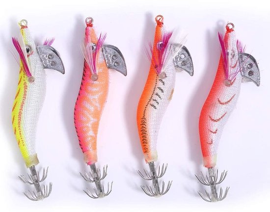 Garnalen Aas, 4 Stuks Lichtgevende Plastic Inktvis Garnalen Jig Jigging Kunstaas Night Dawn Vissen Accessoires voor Buitenvissen voor Zoetwater Zoutwater — afbeelding 4