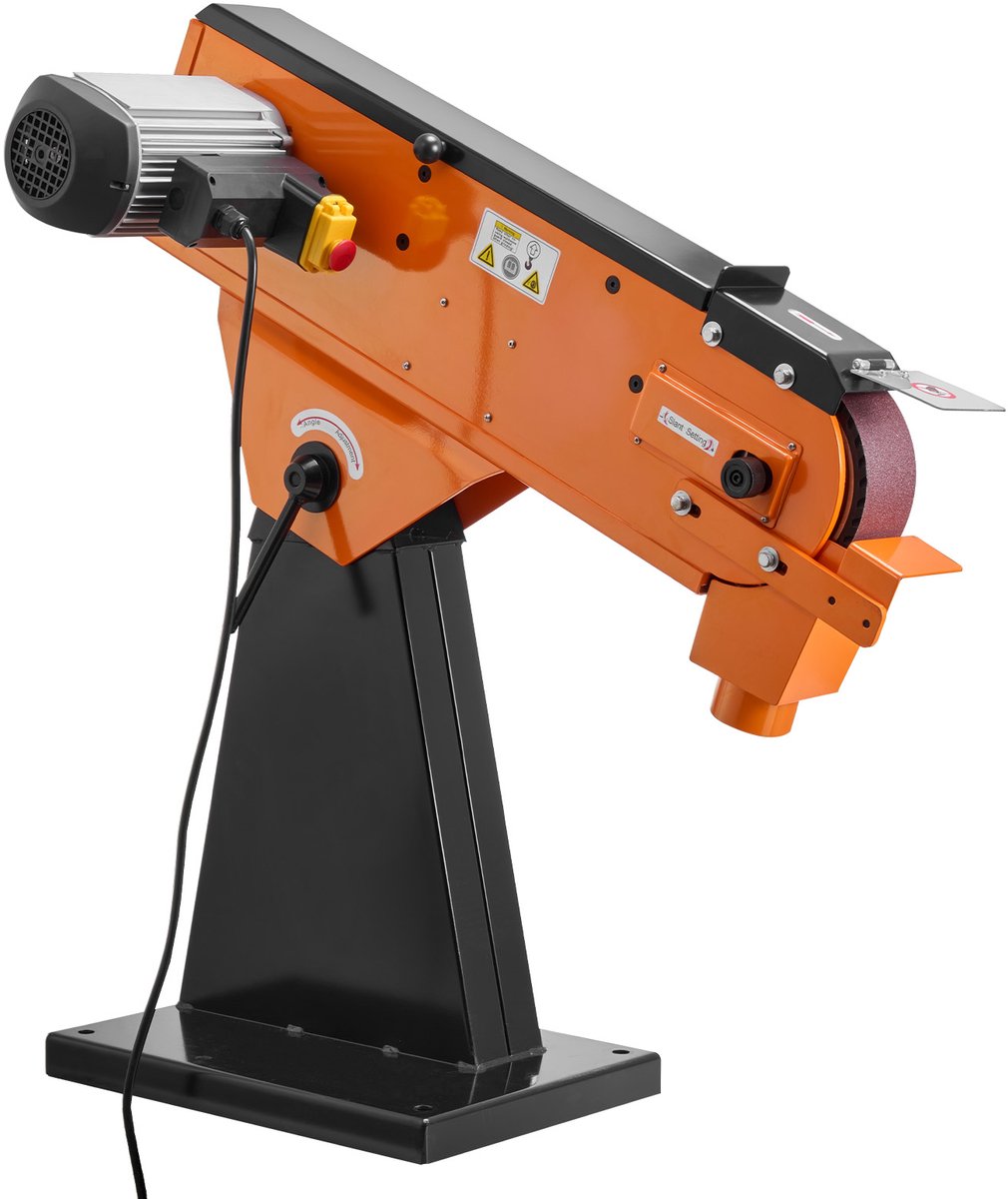 Bandschuurmachine 7,62 X 200,7 cm, 2100 W, 900 TPM, Geschikt voor Professioneel Hout- en Metaalwerk, met Verstelbare Hoek van 0° - 45° en Stofafzuigaansluiting