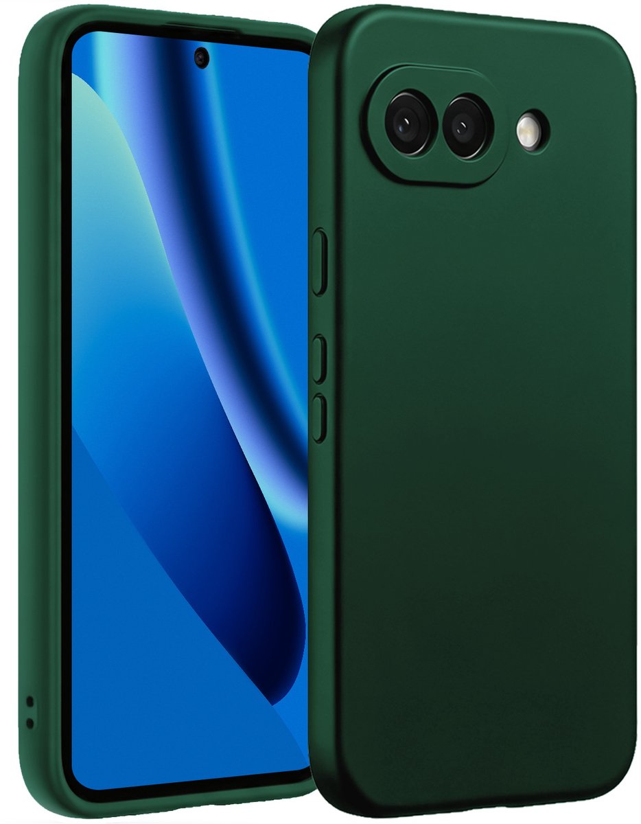 Hoesje - Geschikt voor Google Pixel 10a - Sterk & Shockproof - Siliconen Case - Hoes Cover - Telefoonhoes - Donkergroen