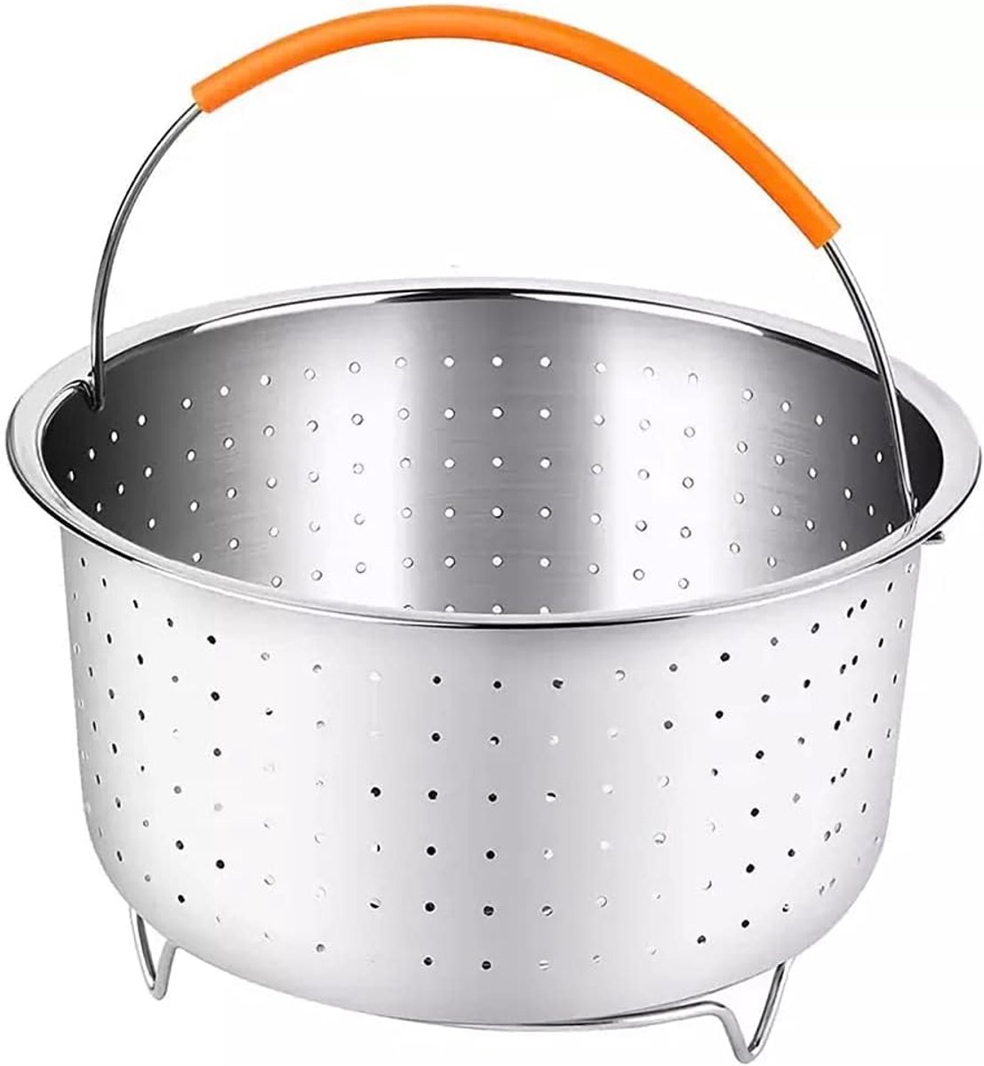 stoompan-inzetstuk, toebehoren voor Instant Pot, stoommand voor snelkookpan voor het koken van groente, met siliconenhandgreep, voor het stomen van groenten, fruit, eieren (8QT)