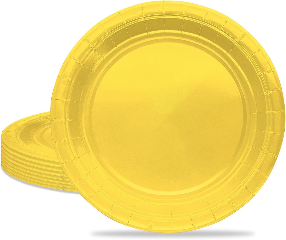 16 stuks feestborden, gele papieren borden, 9 inch verjaardagsborden voor volwassenen en kinderen, effen gekleurde tafeldecoraties voor verjaardag, bruiloft, picknick, babyshower, gele
