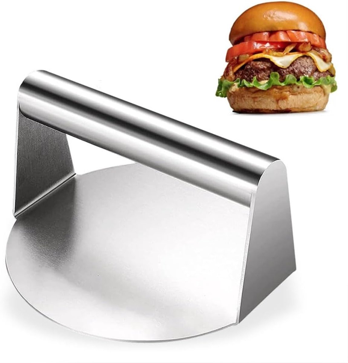 burgerpers van roestvrij staal 304, 14 cm, ronde burgerpers, professionele burgerpers, grill-accessoires, voor platte grill, vet uitknijpen, geschikt voor levensmiddelen en