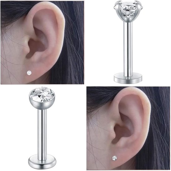 Lip Bars Ringen 16G Chirurgisch Staal Labret Studs Ring Piercing Sieraden Conch Kraakbeen Tragus Helix Oorbel 8mm — afbeelding 3