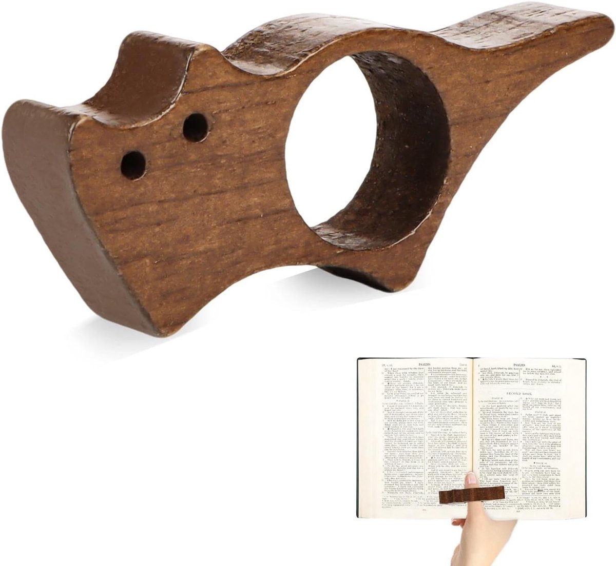 Paginahouder met kattenmotief, boekenklem van glad hout, leesaccessoire voor boekenliefhebbers, ideaal cadeau