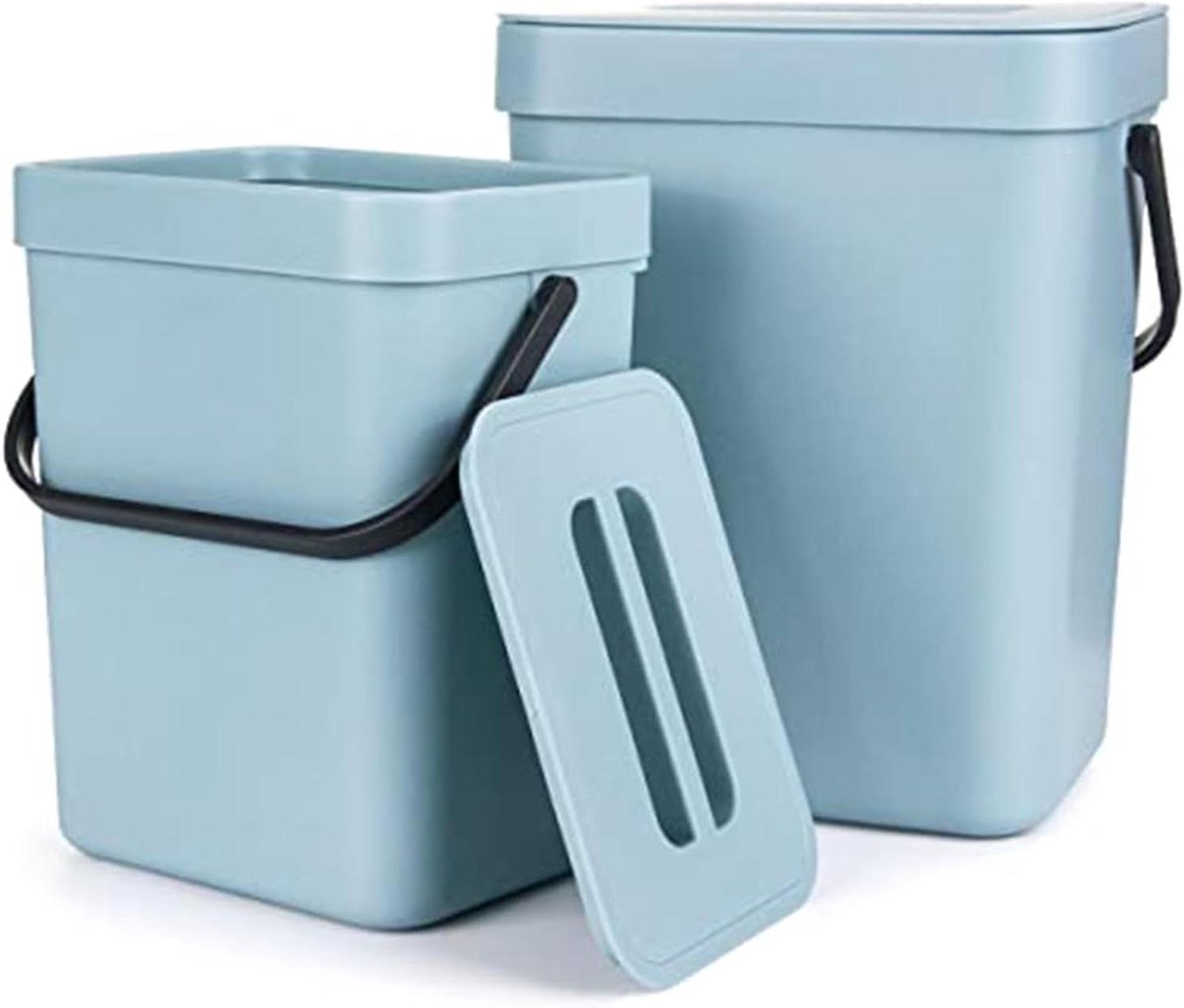Keuken Compostbak - Afvalbak Hangend - Keuken Afval Scheiden - Opvouwbaar Ontwerp - 5 Liter - Blauw