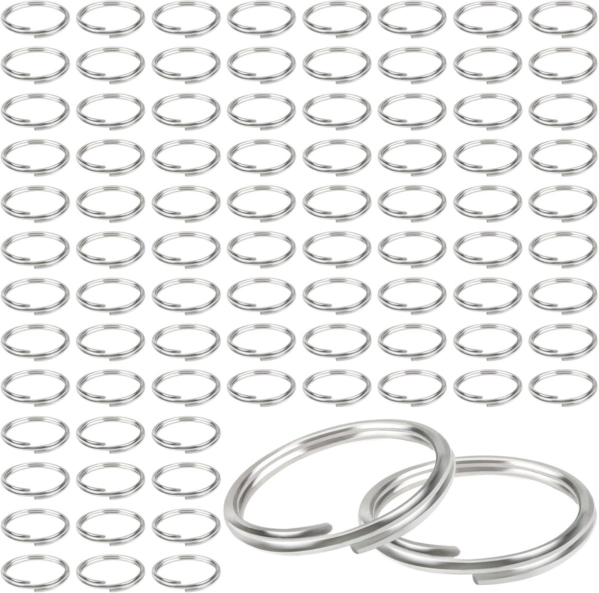 150 stuks Springringen Splitringen Dubbele Verbindingsringen 14 mm Metaal Zilver Open Ring Sieradenconnector voor Het Maken van Armbanden Halskettingen Knutselen