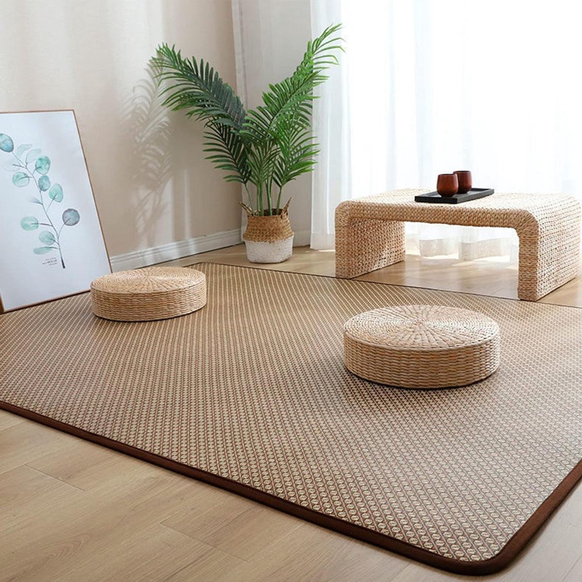 Japanse rotan mat - Zomer futon - Ontspanning en yoga - Ademend en koel - N.v.t. - Natuurlijk
