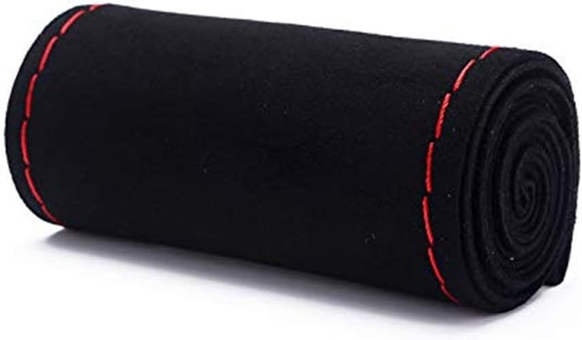 Bell Unieke Nieuwe Suede Materiaal Auto Hand Naaien Stuurwiel Cover Maat 15 Inch Zwart Rood