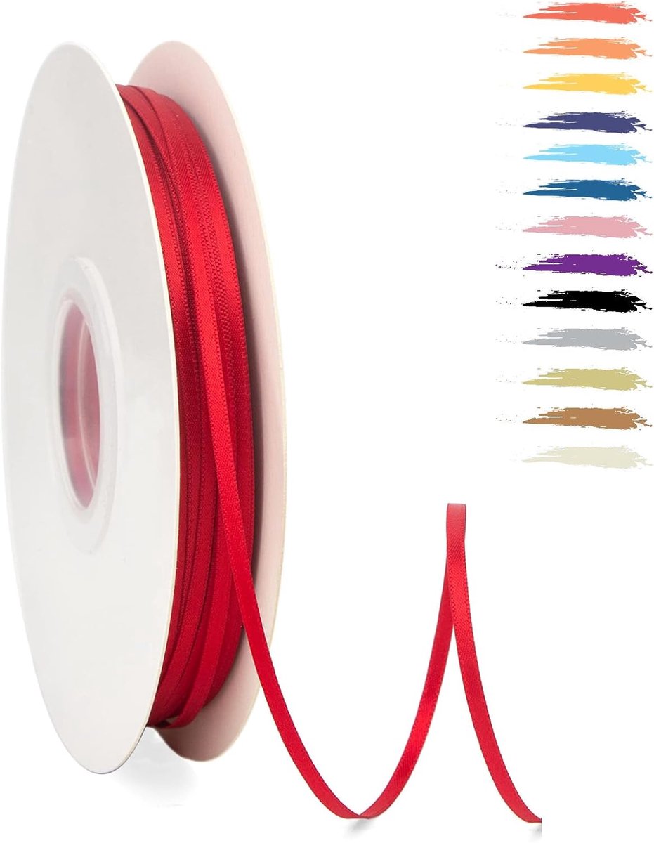 3mm Rood Satijnen Lint,95 Meters Decoratie Zijden Linten,Cadeaulint,Autolint,voor Feest, Bruiloft, Verjaardag,Valentijn Party