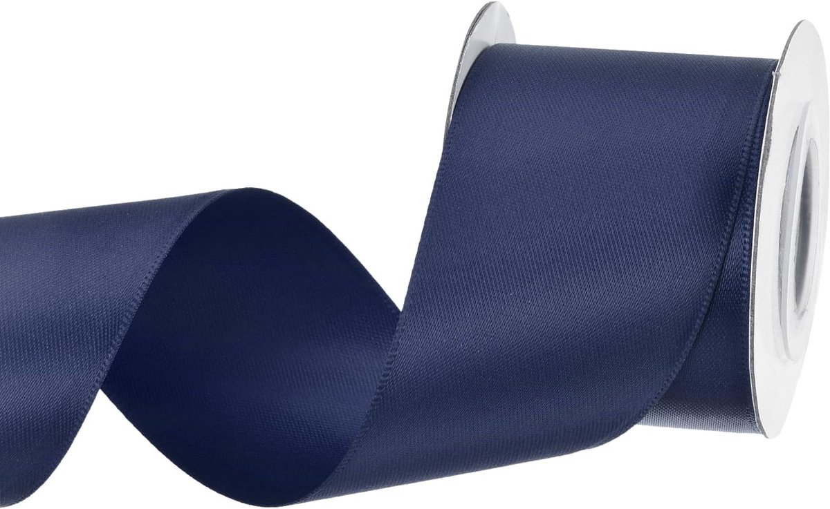 40mm 5 meter (5 m) satijnen lint ripslint dun effen zijden lint voor bruiloft boeket verpakking Valentijnsdag geschenkverpakking taartdoos linten marineblauw