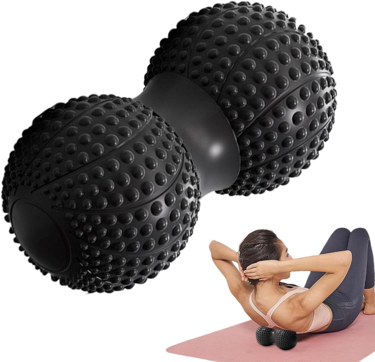 Massagebal Rugrol - Spierontspanning Tool - Herstel Bevorderen - Niet-rollend Ontwerp - 7 x 14 cm - Zwart