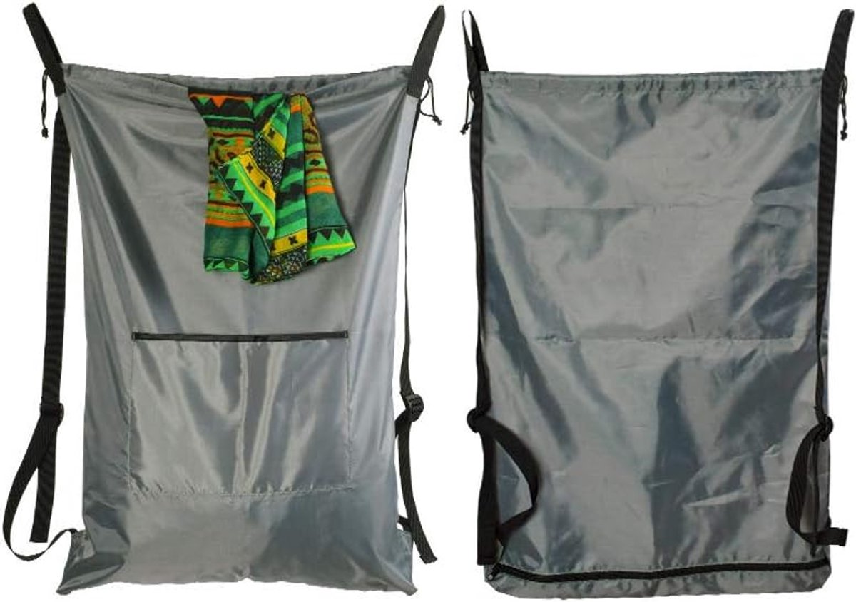 Waszakken, Tas voor vuile kleding om achter de deur te hangen, Schouder opbergtas wastas, Grijs