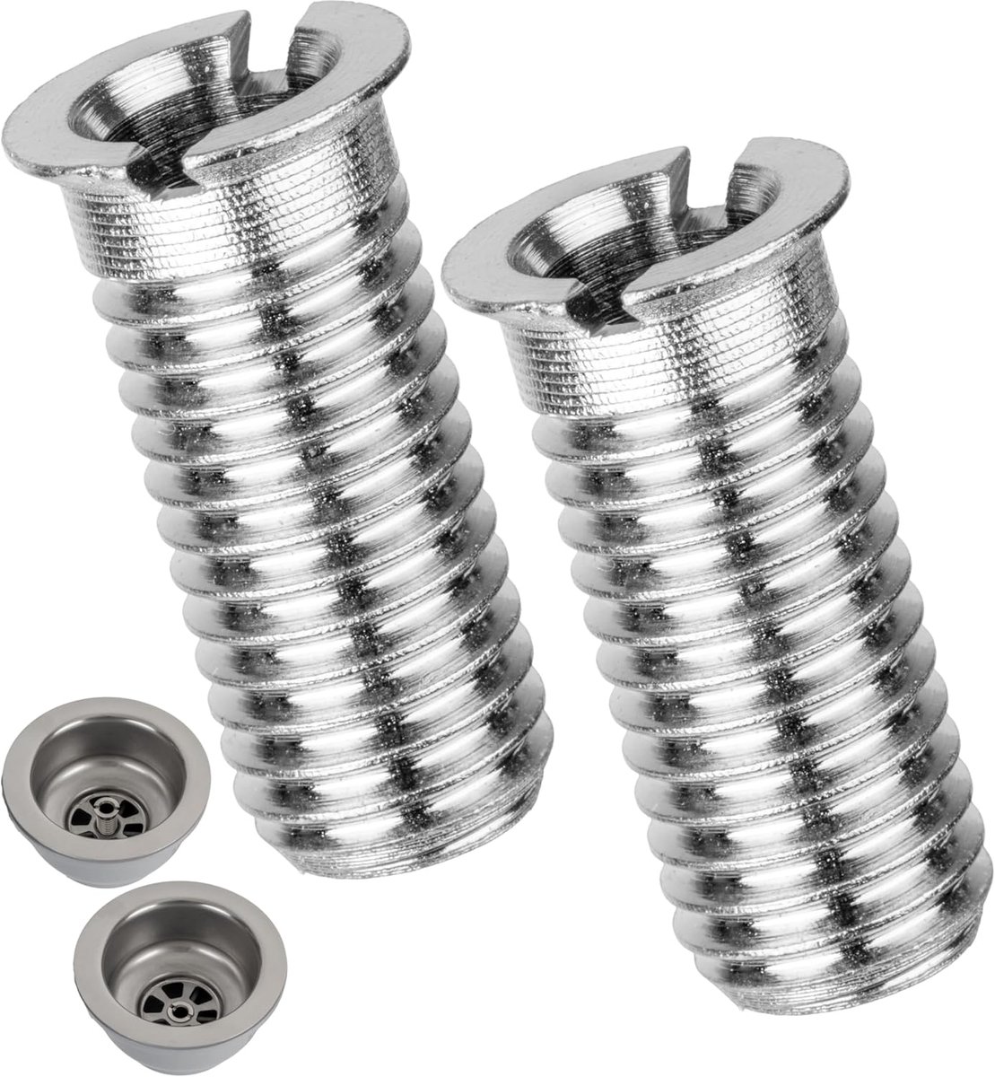 Holleschroef voor zeefkorfventiel, M12 x 1,5 x 29 mm, 2 stuks, compatibel met IKEA Lilviken afvoergarnituur, vervanging voor artikel 148977, van messing, regelschroefdraad, voor spoelbak, ventiel